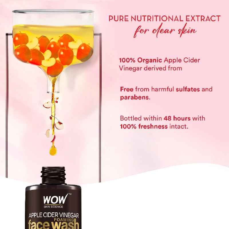 WOW Skin Science Apple Cider Vinegar Foaming Face Wash, 150 ml-3.webp